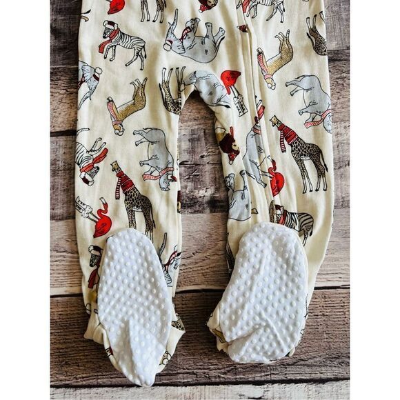 NWT Amazon Essentials Giraffe‎ Zoo Animals Cotton  Zipper Footies(2) 18 months - Picture 3 of 16